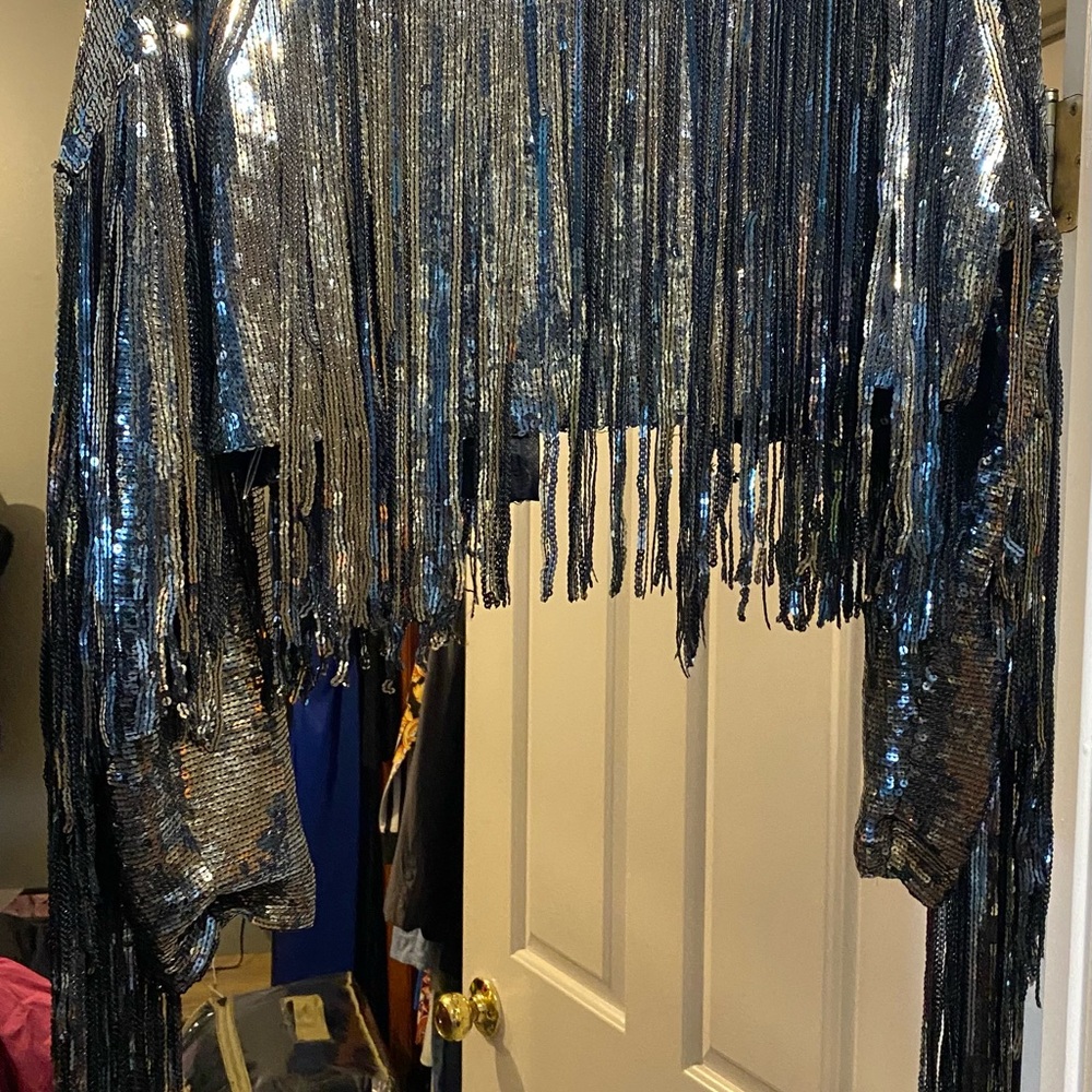 Silver Sequin Fringe Jacket